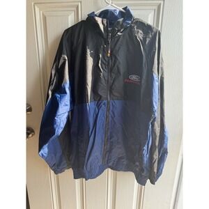 Vintage Ford Racing Windbreaker Jacket L Checkered Flag Sports NASCAR